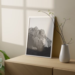 Black and White Vertical Print, Mountain Photography, Simple Western Print image 3