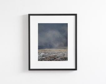Modern Landscape, Winter Blues, Storm Photography, Dark and Moody Art, Vertical Print