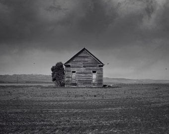 Old Farm Art Print, Barn Photography in Black and White, Dramatic Black and White, Physical Print