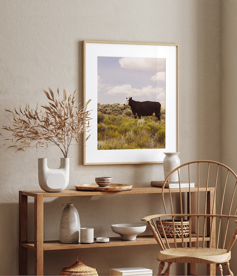 Modern Country Art Print, Cow Photograph, Western Wall Art, Original Photography image 2