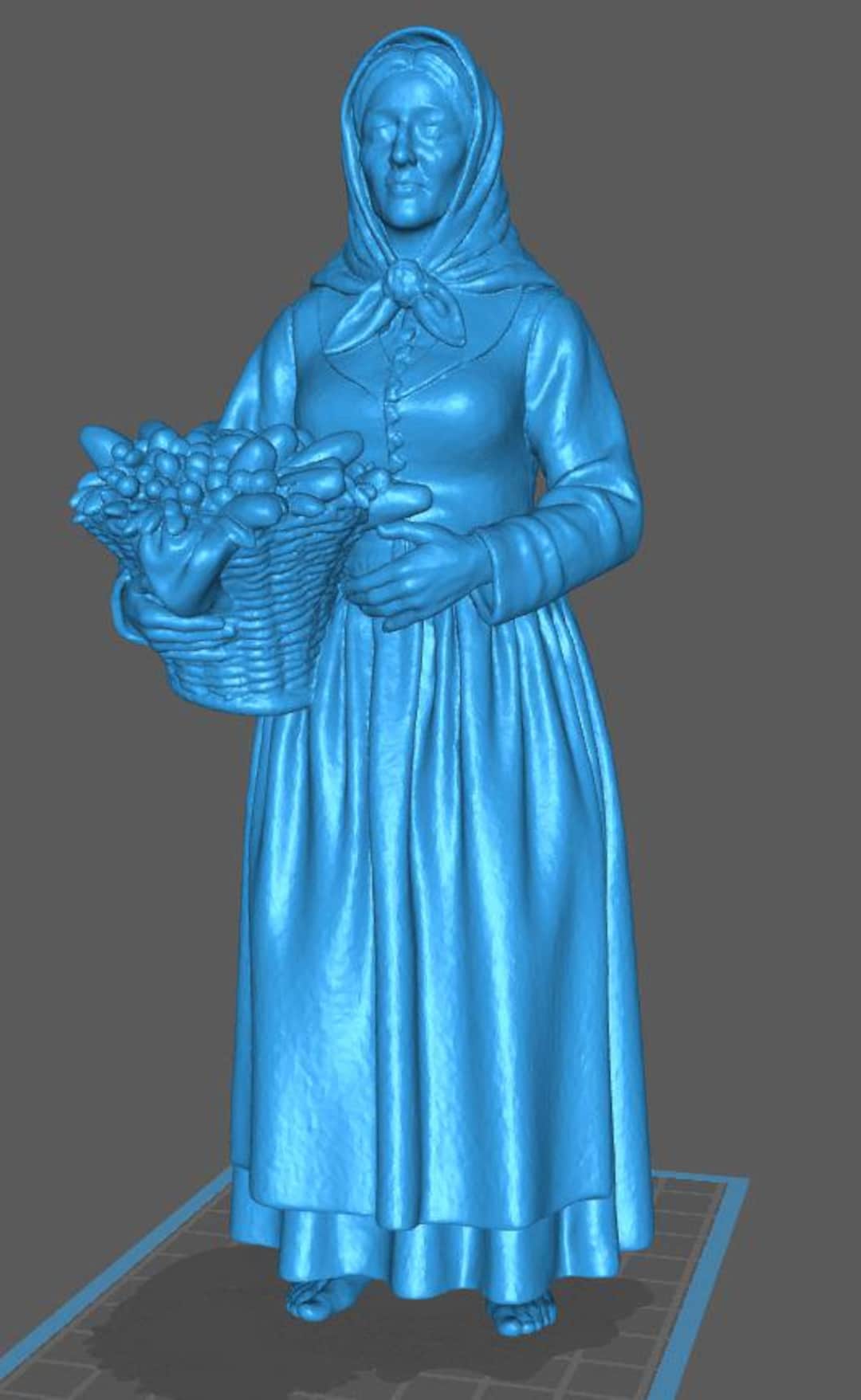 3D Model of a Neapolitan Woman With a Basket of Fruit/bread (STL File ...