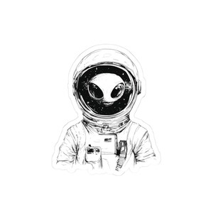 Alien Astronaut Kiss-Cut Stickers | Space Decor, Laptop Stickers, Cool Gifts for Sci-Fi Lovers, Cute Astronaut Art