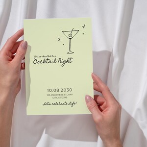 Cocktail Party Invitation Template | Editable Canva Design | Vintage Cream Dinner Party Invite | Digital Download