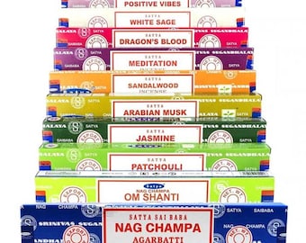 Satya Incense Sticks - Traditional Variety - NEW SCENTS STOCKED (Free incense stick holder included)