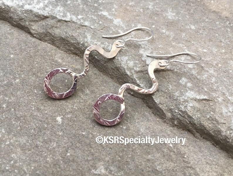Sterling Silver Squiggle and Loop Earrings Handcrafted