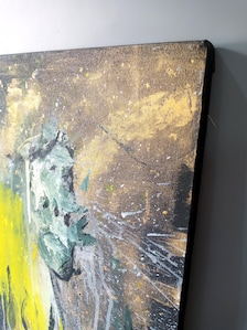 Original Abstract Animal Painting, Gold Acrylic on Canvas, Contemporary Wall Art (18x24 Inch) — view 5 of 12