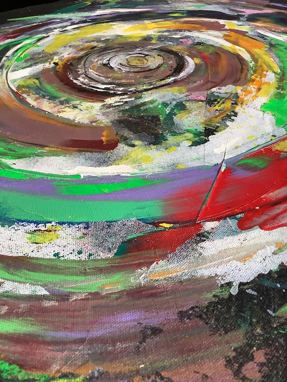 Original Abstract Acrylic Painting, Vibrant Circular Composition, 24x30 Inch Canvas Art