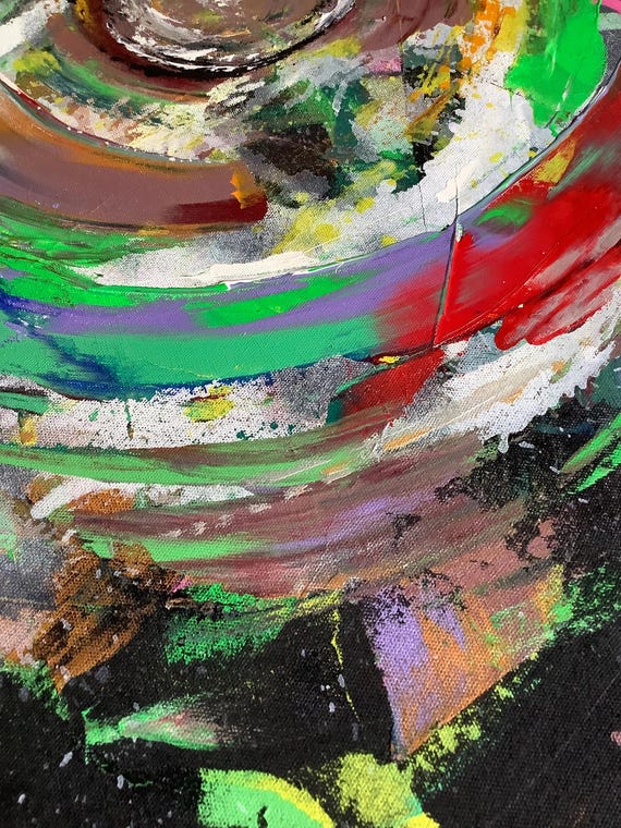 Original Abstract Acrylic Painting, Vibrant Circular Composition, 24x30 Inch Canvas Art