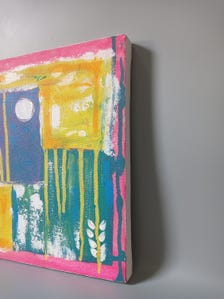 Original Acrylic Painting, 12x12 Geometric Abstract Art, Boho Wall Decor — view 2 of 6