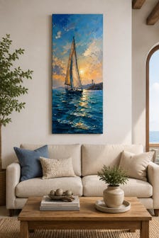 Sailboat Seascape Giclee Canvas Print, Nautical Coastal Ocean Wall Art (Limited Edition) — view 4 of 9