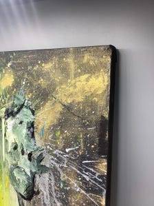 Original Abstract Animal Painting, Gold Acrylic on Canvas, Contemporary Wall Art (18x24 Inch) — view 12 of 12