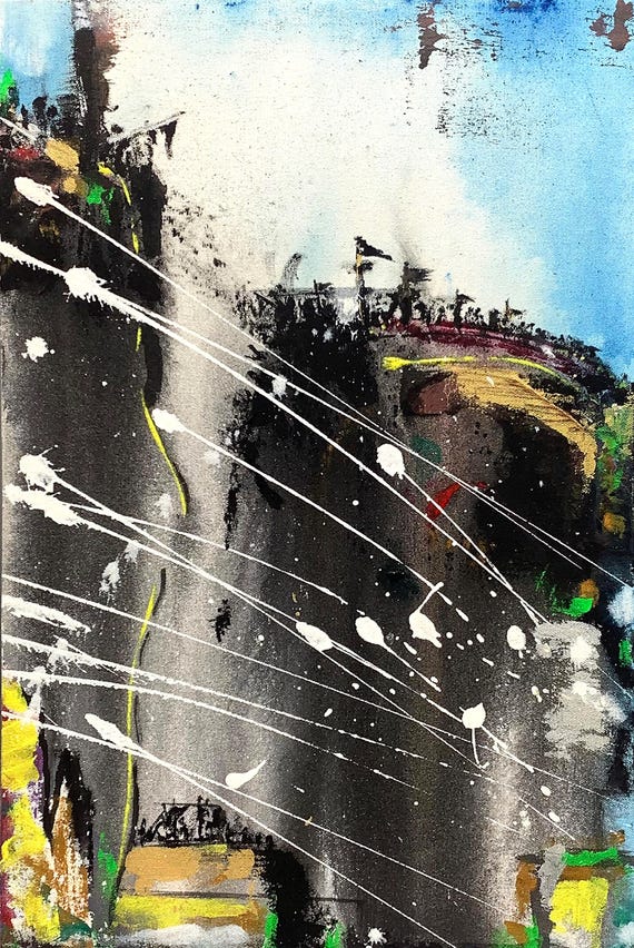 Original Abstract Acrylic Painting, Black White Textured Canvas Art (12x18 inches)