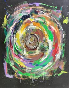 Original Abstract Acrylic Painting, Vibrant Circular Composition, 24x30 Inch Canvas Art