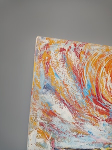 Original Textured Oil Painting Boat at Sea | Abstract Sunset Seascape Wall Art — view 5 of 7