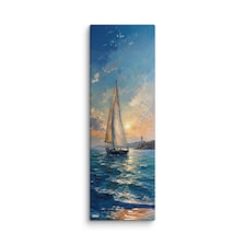 Sailboat Seascape Giclee Canvas Print, Nautical Coastal Ocean Wall Art (Limited Edition)