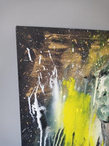 Original Abstract Animal Painting, Gold Acrylic on Canvas, Contemporary Wall Art (18x24 Inch) — view 4 of 12