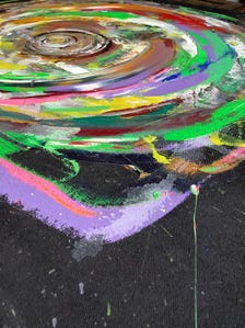 Original Abstract Acrylic Painting, Vibrant Circular Composition, 24x30 Inch Canvas Art — view 4 of 8