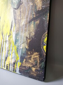Original Abstract Animal Painting, Gold Acrylic on Canvas, Contemporary Wall Art (18x24 Inch) — view 6 of 12