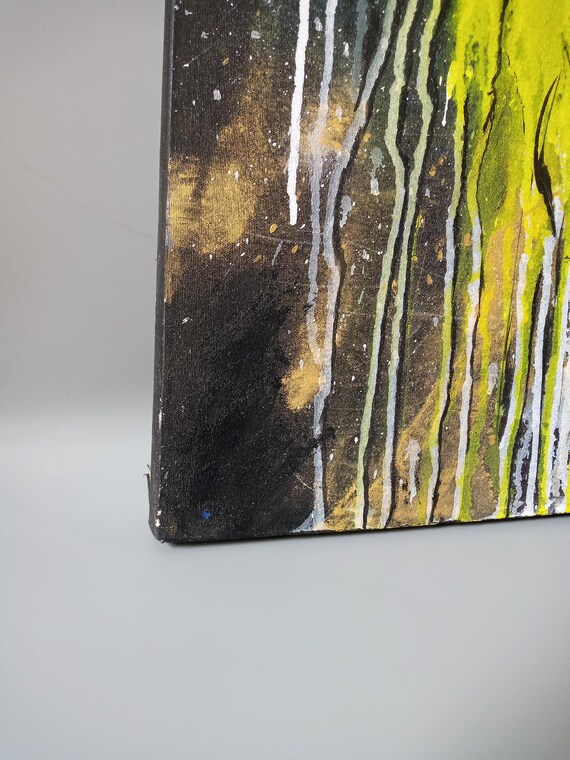 Original Abstract Animal Painting, Gold Acrylic on Canvas, Contemporary Wall Art (18x24 Inch)