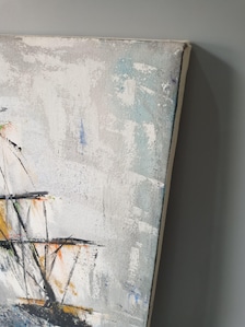 Original Oil Painting Ship at Sea | Textured Abstract Storm Seascape Wall Art — view 6 of 9