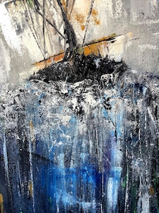 Original Oil Painting Ship at Sea | Textured Abstract Storm Seascape Wall Art — view 3 of 9