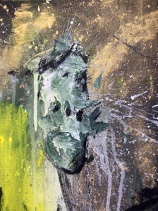 Original Abstract Animal Painting, Gold Acrylic on Canvas, Contemporary Wall Art (18x24 Inch) — view 2 of 12