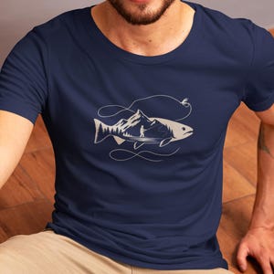 Naturinspiriertes Unisex-T-Shirt aus schwerer Baumwolle, Angeln-Shirt, Geschenk für Outdoor-Enthusiasten, Freizeitkleidung, Abenteuerkleidung, ideal zum Geburtstag