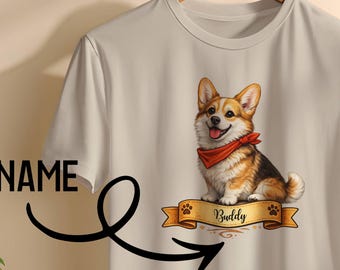 Cute Corgi T-Shirt Funny Dog Lover Tee | Retro Shirt for Mom Dad | Welsh Corgi Gift for Corgi Lover Mothers Fathers Day, Personalized