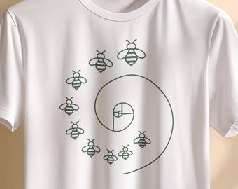 フィボナッチTシャツ 黄金比 天体Tシャツ | 幾何学数学アートシャツ、神聖な螺旋Tシャツ オタク、女性と男性へのファッションギフト