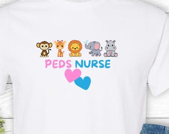 Cute Peds Nurse Tee - Gift for Pediatric Nurses, Animal Lover Shirt, Healthcare Celebration, Fun Nurse Apparel, Nursing School Gift