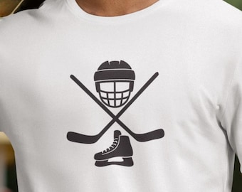 Hockey Player Silhouette Tee: Unisex Soft Cotton Sports Fan Shirt