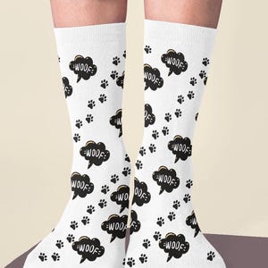 Fun Dog Lover&#39;s Cushioned Crew Socks, Cute Pet Gift, Funny Paw Print Socks, Animal Lover Apparel, Cozy Everyday Socks