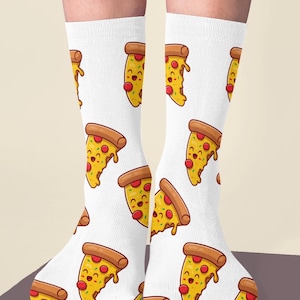 Pizza Lover&#39;s Cushioned Crew Socks - Fun, Comfy Footwear for Foodies, Gifts for Him/Her, Casual Wear, Cozy Home Essentials