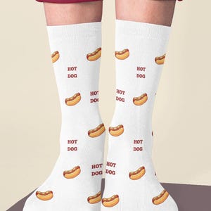 Hot Dog Socks, Quirky Foodie Socks - Fun Gift for Food Lovers, Unique Gourmet Snack Socks, Perfect for Parties, Birthdays, or Holidays