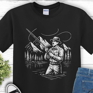 Camiseta unisex de algodón grueso "Aventura de Pesca", regalo para pescadores, entusiastas de las actividades al aire libre, ropa informal, amantes de la naturaleza.