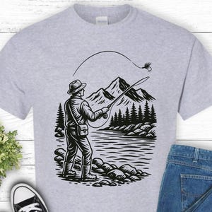 Camiseta de pescador, camiseta de aventura al aire libre, camiseta gráfica de pesca vintage, regalo perfecto para pescadores, ropa de verano para el Día del Padre