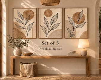 Black Beige Textured Wall Art Set of 3, Minimalist Wall Art, Earthy Modern Decor, Digital Download, Neutral Abstract Prints
