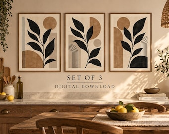 Black Beige Textured Wall Art Set of 3, Earthy Modern Decor, Digital Download, Neutral Abstract Prints, Minimalist Wall Art