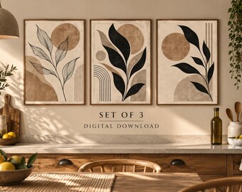 Black Beige Textured Wall Art Set of 3, Neutral Abstract Prints, Minimalist Wall Art, Earthy Modern Decor, Digital Download