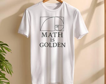フィボナッチTシャツ 黄金比天体Tシャツ | ミニマルな神聖幾何学Tシャツ、数学風シャツ、オタクへの黄金の円ギフト