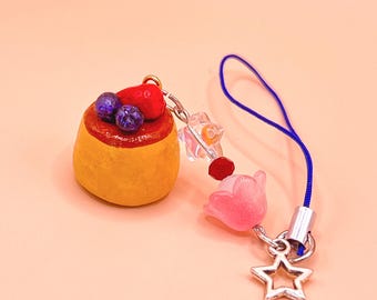 Entzückender Kawaii Pudding Schlüsselbund - Süßer Dessert Handy Anhänger für Mädchen, Jugendliche & Feinschmecker - Miniatur Handgemachte Geschenkidee