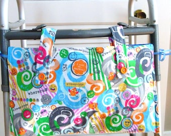 Bolsa para andador infantil High Tech 20" x 11", bolsa para andador lavável à máquina, suporte para cama de adolescente, organizador de andador com bolsos internos e externos