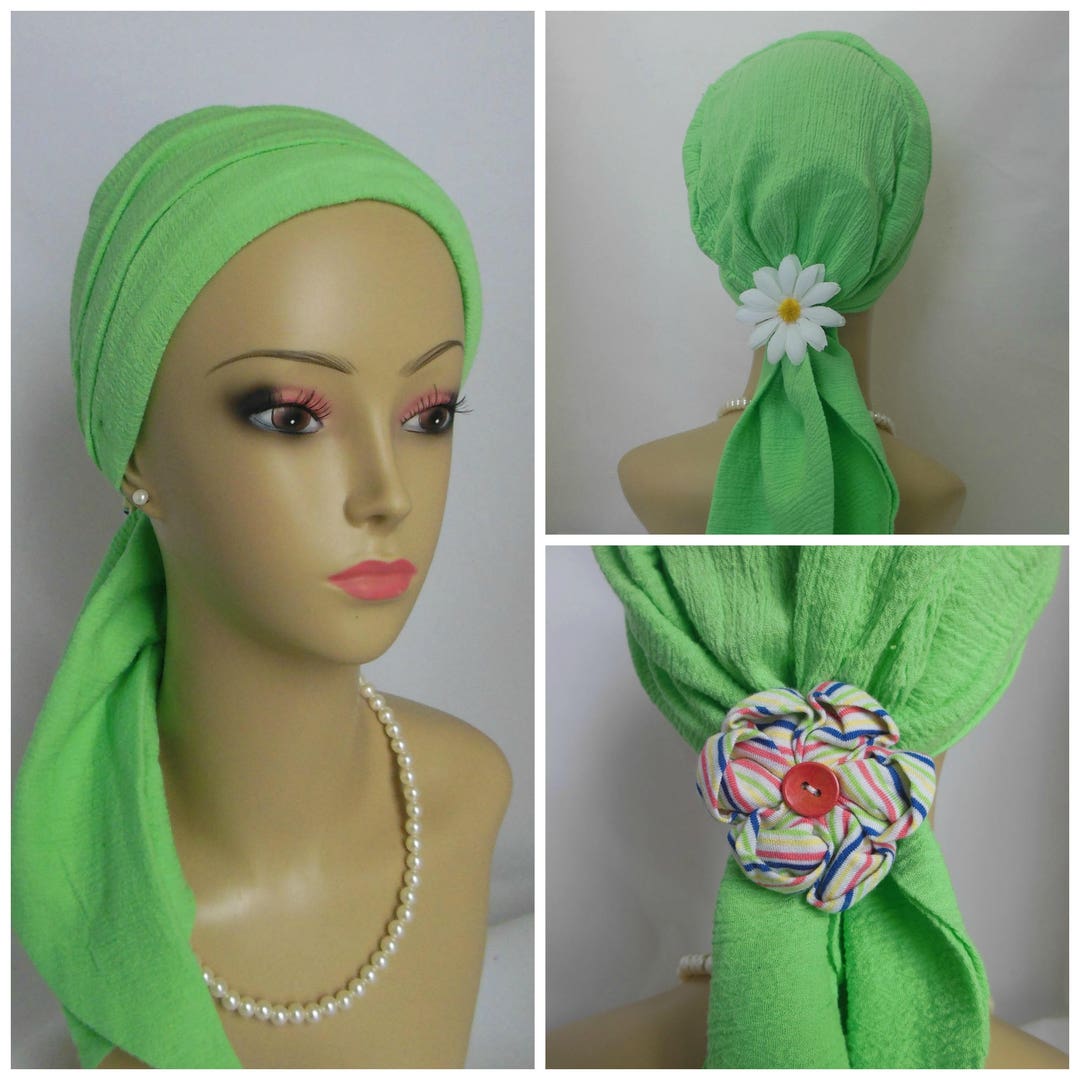 Gauze Scarf Turban Mint Green Chemo Volumizer Headwear Etsy