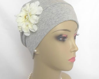3-Seam Silver Gray Rayon Jersey  Turban,  Adult Chemo Headwear, Cancer Patient Hair Covering, Tichel Mitpachat Hat, Beach Cap 20-23&quot;