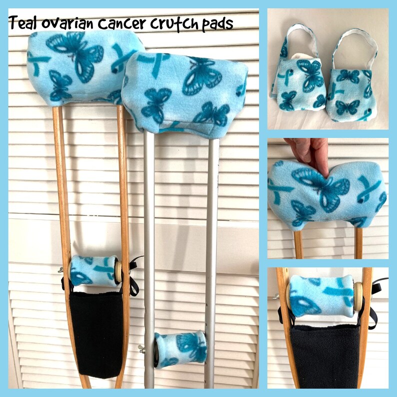 Teal Fleece Ovarian Cancer Crutch Pads Bounce Back Padding Crutch Cover image 7