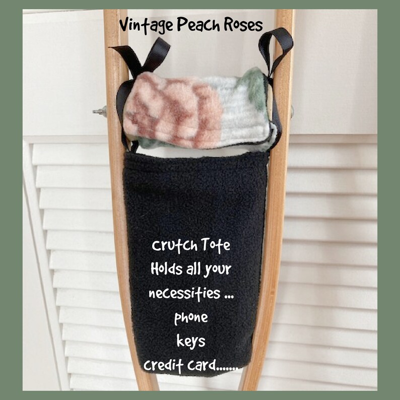 Pink Peonies Fleece Crutch Pads, Plush Peach Roses Fleece Crutch Wraps image 8