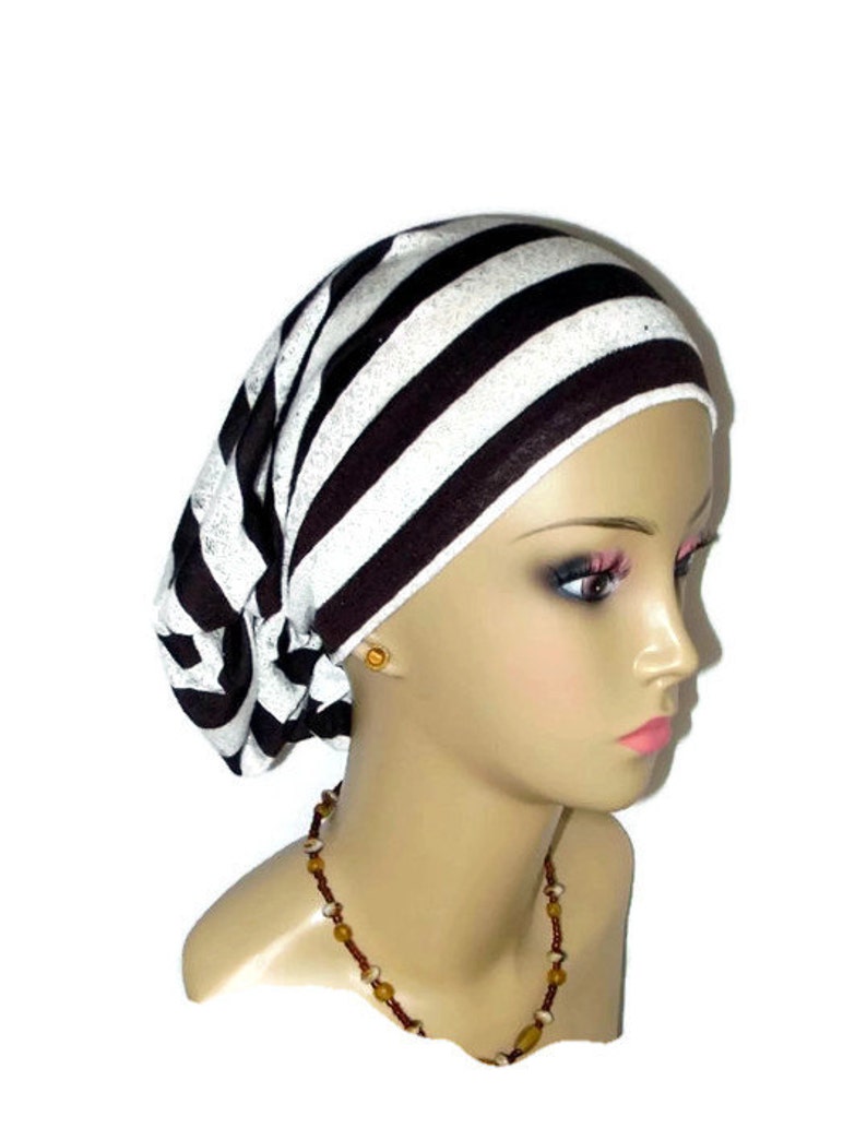 Hair Snood Turban Lace Striped Volumizer Chemo Headwear - Etsy