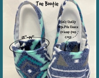 Foot Cast Sock Toe Bootie: Southwest , Blue Mosaic, Gray White Aztec
