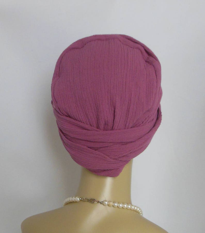 Heirloom Mauve Rose Gauze Bufanda Turbantes Chemo Volumizer Headwear 15Corbatas, Sombrero de Paciente con Cáncer, Cubierta de Cabello de Verano, Tichel & Mitpachat Headwear imagen 4