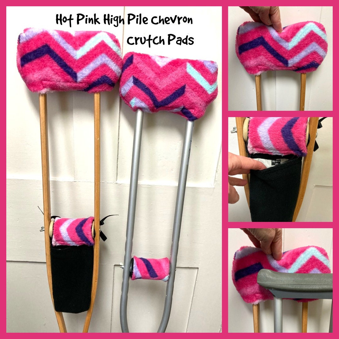 Chevron Hot Pink High Pile Velour Crutch Pads Etsy